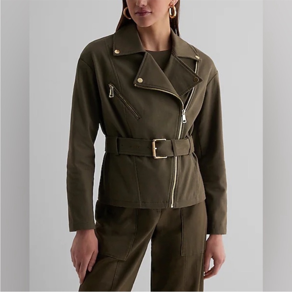 NWT Express Belted Twill Moto Jacket